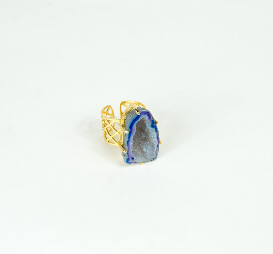 BLUE SUGAR DRUZY RING