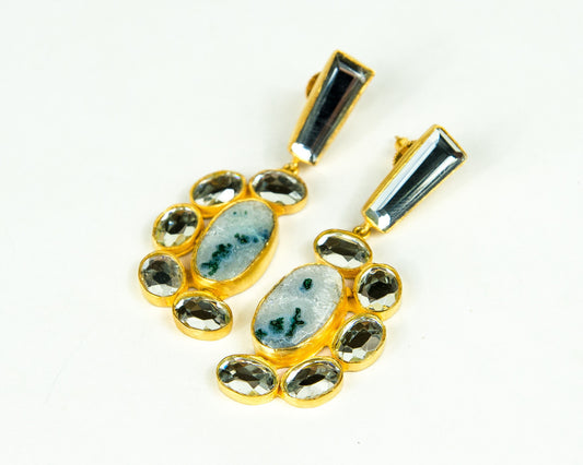 MIRRORED DROP STONE EARRINGS