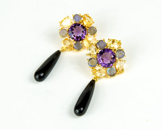 DAHLIA ONYX DROP EARRINGS