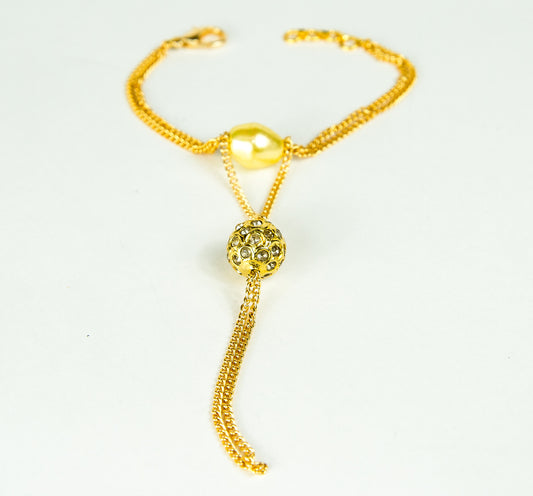 PEARL CRYSTAL WRIST CHAIN