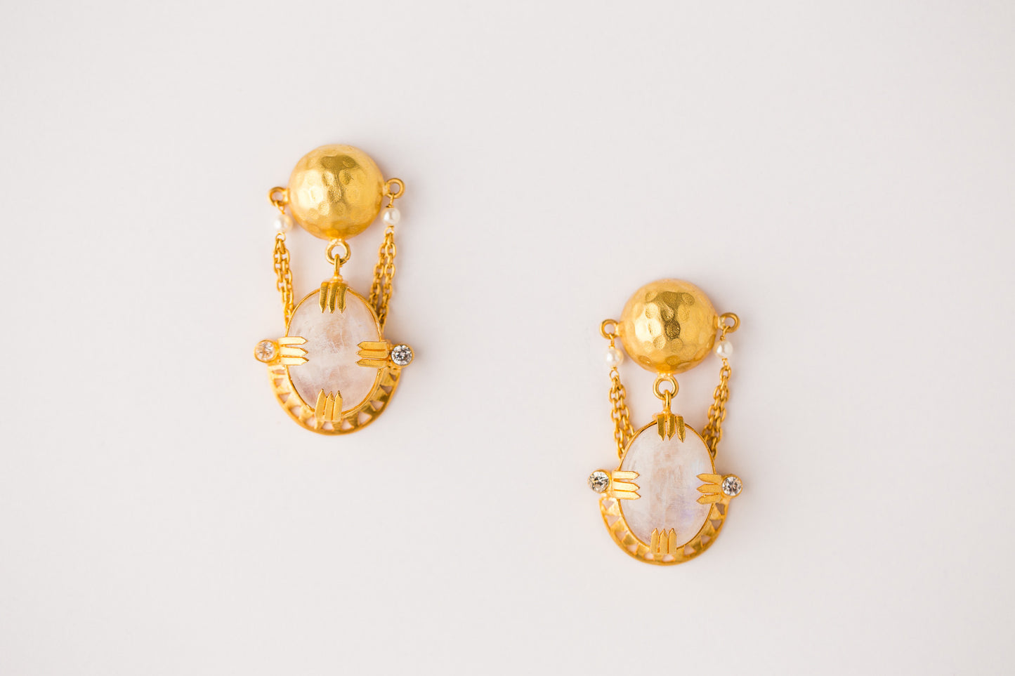 OVAL MOONSTONE DROP EARRINGS