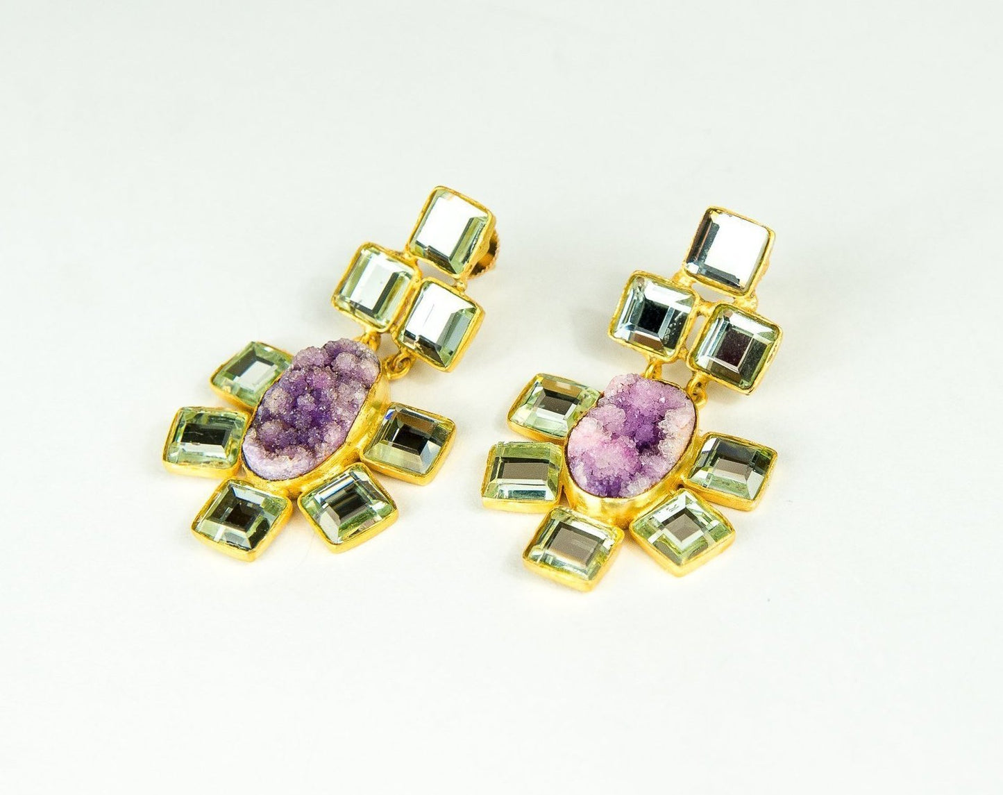 MIRRORED DRUZY STATEMENT EARRINGS