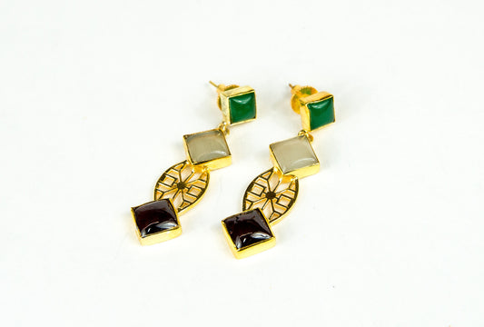 GREEN ONYX MOONSTONE EARRINGS