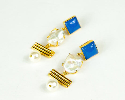 GRECIAN BLUE STATEMENT EARRINGS