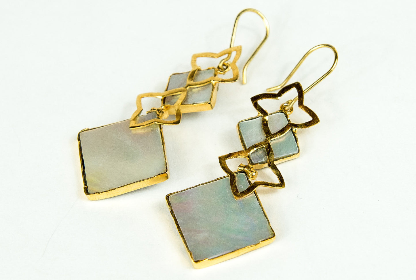LUCKY MOTHER OF PEARL STACKED EARRINGS