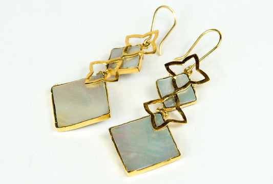LUCKY MOTHER OF PEARL STACKED EARRINGS
