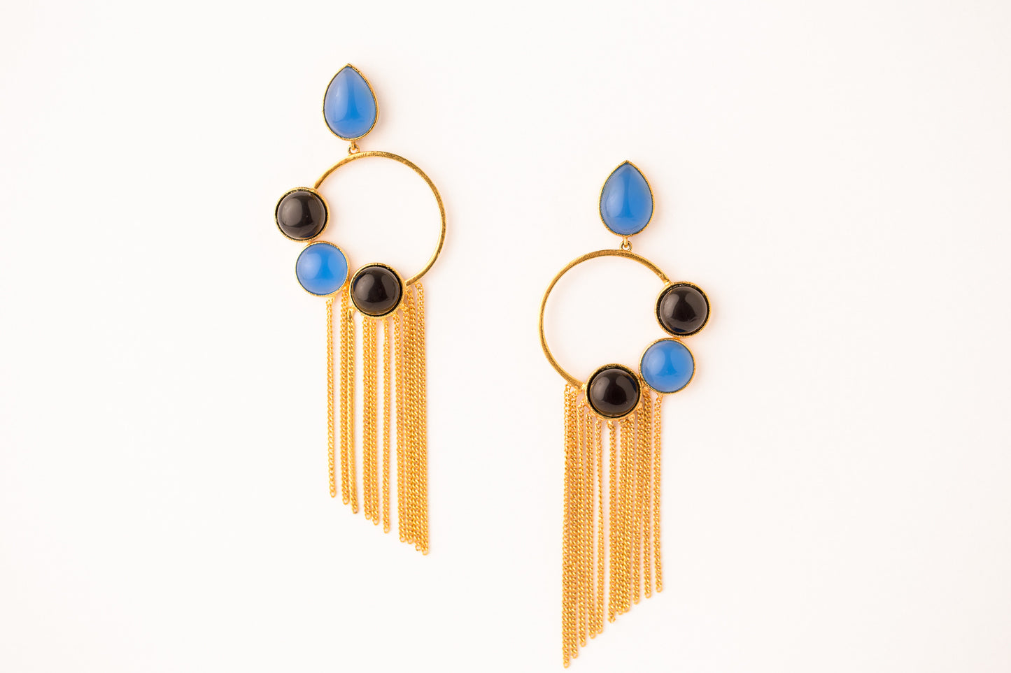 SKY ONYX TASSLE EARRINGS