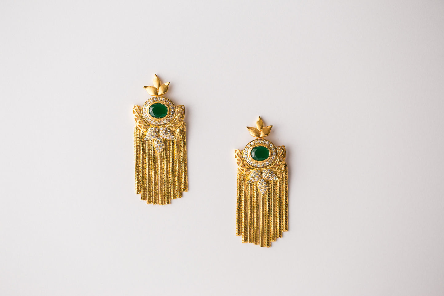 GREEN OCEAN FILIGREE TASSLE EARRINGS