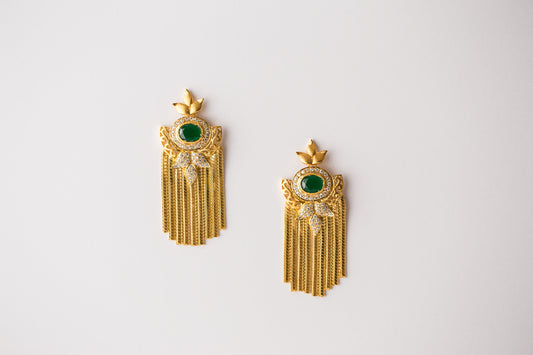 GREEN OCEAN FILIGREE TASSLE EARRINGS